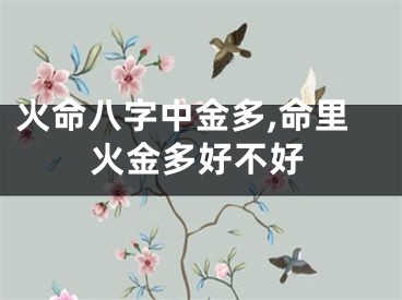 火命八字中金多,命里火金多好不好