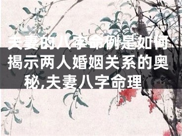 夫妻的八字命例是如何揭示两人婚姻关系的奥秘,夫妻八字命理