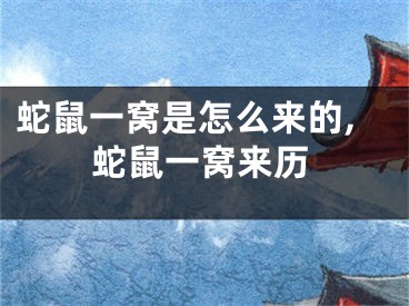 蛇鼠一窝是怎么来的,蛇鼠一窝来历