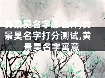 黄景昊名字怎么样,黄景昊名字打分测试,黄景昊名字寓意