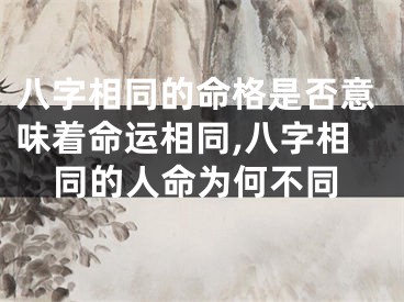 八字相同的命格是否意味着命运相同,八字相同的人命为何不同