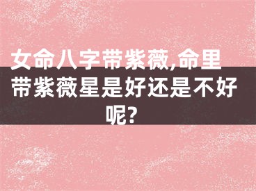 女命八字带紫薇,命里带紫薇星是好还是不好呢?