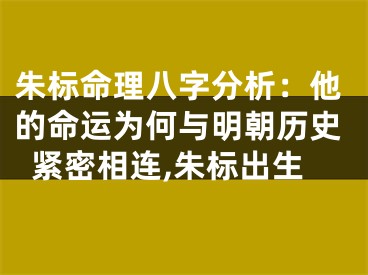 朱标命理八字分析：他的命运为何与明朝历史紧密相连,朱标出生