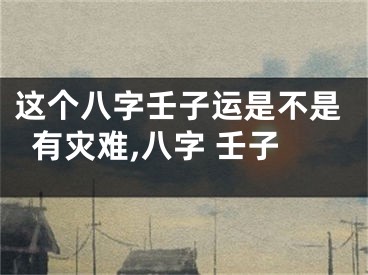 这个八字壬子运是不是有灾难,八字 壬子