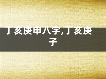 丁亥庚申八字,丁亥庚子