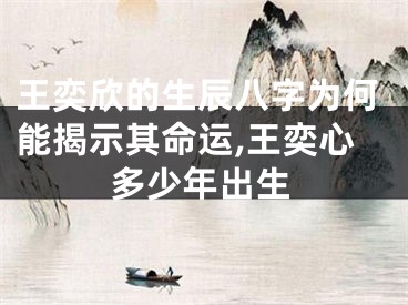 王奕欣的生辰八字为何能揭示其命运,王奕心多少年出生