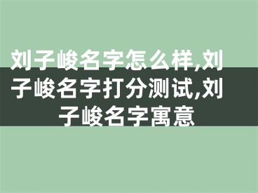 刘子峻名字怎么样,刘子峻名字打分测试,刘子峻名字寓意