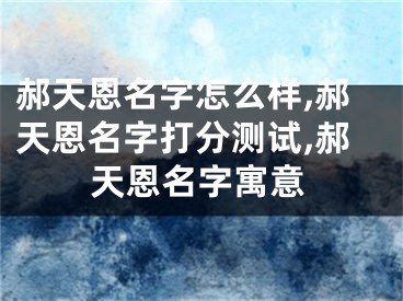 郝天恩名字怎么样,郝天恩名字打分测试,郝天恩名字寓意