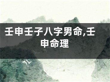 壬申壬子八字男命,壬申命理