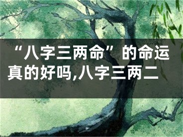 “八字三两命”的命运真的好吗,八字三两二