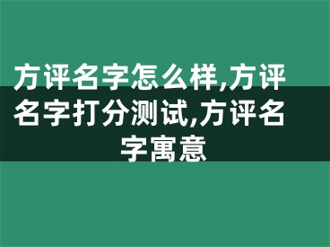 方评名字怎么样,方评名字打分测试,方评名字寓意