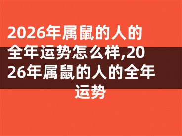 2026年属鼠的人的全年运势怎么样,2026年属鼠的人的全年运势
