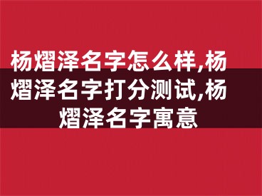 杨熠泽名字怎么样,杨熠泽名字打分测试,杨熠泽名字寓意