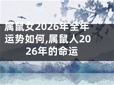 属鼠女2026年全年运势如何,属鼠人2026年的命运