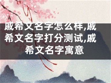 戚希文名字怎么样,戚希文名字打分测试,戚希文名字寓意