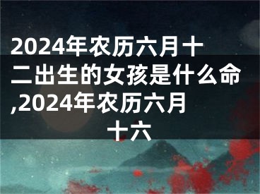2024年农历六月十二出生的女孩是什么命,2024年农历六月十六