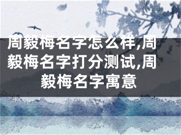 周毅梅名字怎么样,周毅梅名字打分测试,周毅梅名字寓意