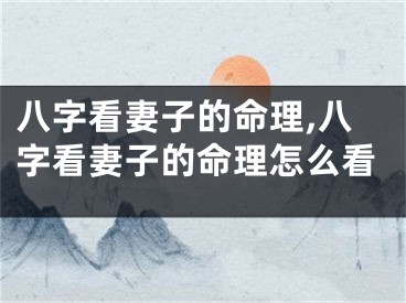 八字看妻子的命理,八字看妻子的命理怎么看