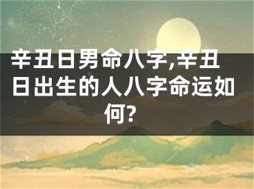 辛丑日男命八字,辛丑日出生的人八字命运如何?