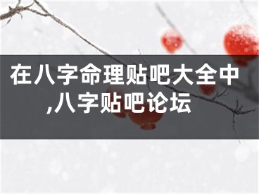 在八字命理贴吧大全中,八字贴吧论坛