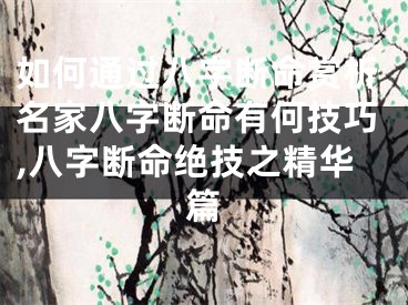如何通过八字断命赏析名家八字断命有何技巧,八字断命绝技之精华篇