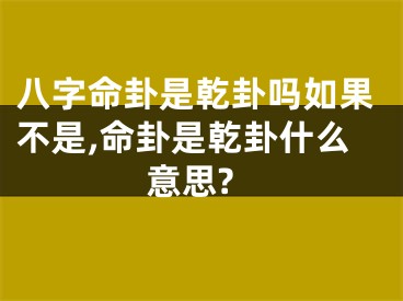 八字命卦是乾卦吗如果不是,命卦是乾卦什么意思?