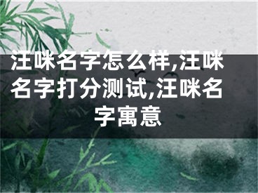 汪咪名字怎么样,汪咪名字打分测试,汪咪名字寓意