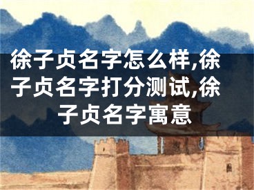 徐子贞名字怎么样,徐子贞名字打分测试,徐子贞名字寓意