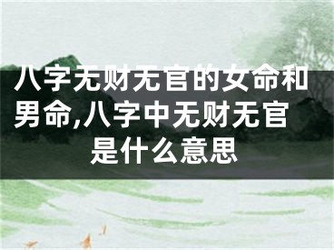 八字无财无官的女命和男命,八字中无财无官是什么意思