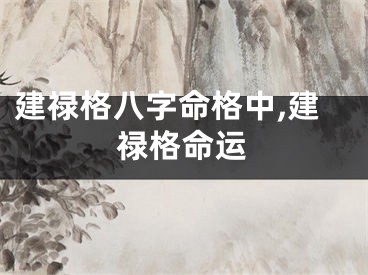 建禄格八字命格中,建禄格命运
