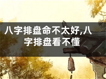 八字排盘命不太好,八字排盘看不懂
