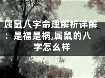 属鼠八字命理解析详解:是福是祸,属鼠的八字怎么样