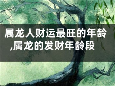 属龙人财运最旺的年龄,属龙的发财年龄段