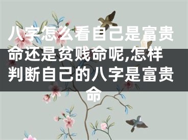 八字怎么看自己是富贵命还是贫贱命呢,怎样判断自己的八字是富贵命