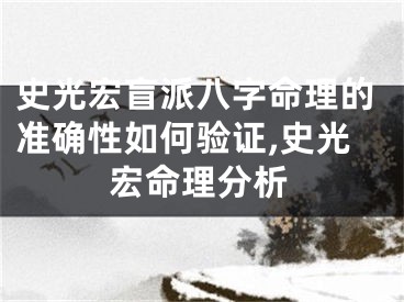 史光宏盲派八字命理的准确性如何验证,史光宏命理分析