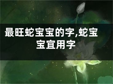 最旺蛇宝宝的字,蛇宝宝宜用字