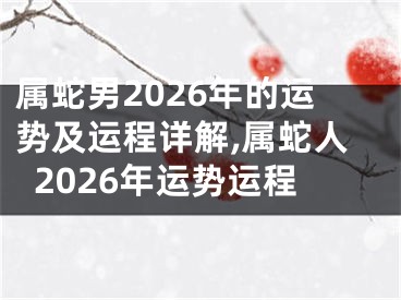 属蛇男2026年的运势及运程详解,属蛇人2026年运势运程