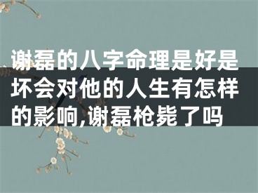 谢磊的八字命理是好是坏会对他的人生有怎样的影响,谢磊枪毙了吗