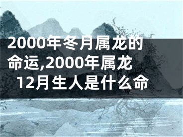 2000年冬月属龙的命运,2000年属龙12月生人是什么命