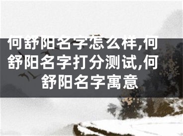 何舒阳名字怎么样,何舒阳名字打分测试,何舒阳名字寓意