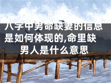 八字中男命缺妻的信息是如何体现的,命里缺男人是什么意思