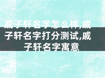 戚子轩名字怎么样,戚子轩名字打分测试,戚子轩名字寓意