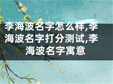 李海波名字怎么样,李海波名字打分测试,李海波名字寓意