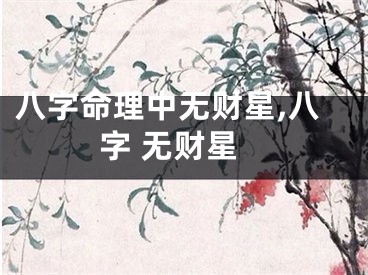 八字命理中无财星,八字 无财星