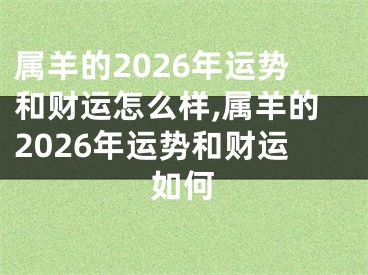 属羊的2026年运势和财运怎么样,属羊的2026年运势和财运如何