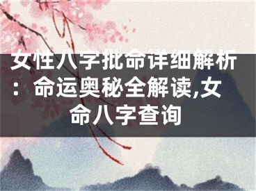 女性八字批命详细解析:命运奥秘全解读,女命八字查询