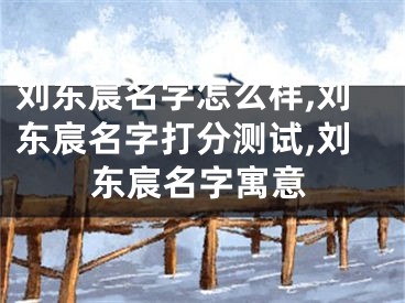 刘东宸名字怎么样,刘东宸名字打分测试,刘东宸名字寓意