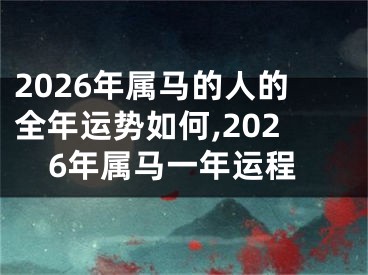 2026年属马的人的全年运势如何,2026年属马一年运程