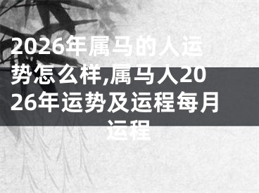 2026年属马的人运势怎么样,属马人2026年运势及运程每月运程