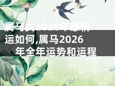 属马女2026年感情运如何,属马2026年全年运势和运程